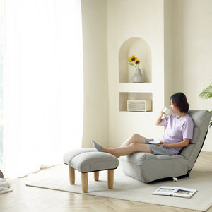 English Elm Lazy Adjustable Floor Gaming Sofa Chair with Armrests, Thick Padded Foldable Recliner for Reading Relaxation W244S00002