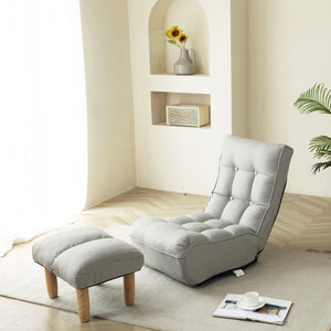 English Elm Lazy Adjustable Floor Gaming Sofa Chair with Armrests, Thick Padded Foldable Recliner for Reading Relaxation W244S00002