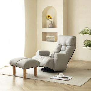 English Elm Adjustable Floor Gaming Sofa Chair with 360° Swivel, 5-Position Recline, Padded Ergonomic Support & Armrests for Reading Relaxation W244S00001