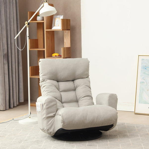 English Elm Adjustable Floor Gaming Sofa Chair with 5‑Angle Recline, Thick Padded Comfort, 360° Swivel Base, Durable Steel Frame W24434951