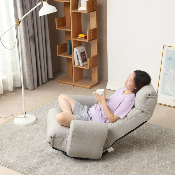 English Elm Adjustable Floor Gaming Sofa Chair with 5‑Angle Recline, Thick Padded Comfort, 360° Swivel Base, Durable Steel Frame W24434951