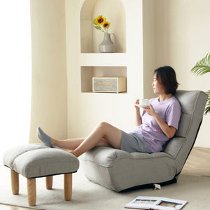 English Elm Lazy Adjustable Floor Gaming Sofa Chair with Armrests, Thick Padded Foldable Recliner for Reading Relaxation W244S00002