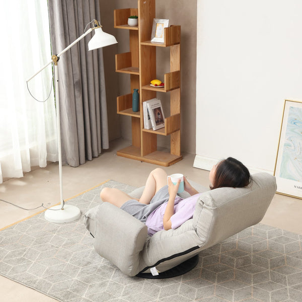 English Elm Adjustable Floor Gaming Sofa Chair with 5‑Angle Recline, Thick Padded Comfort, 360° Swivel Base, Durable Steel Frame W24434951