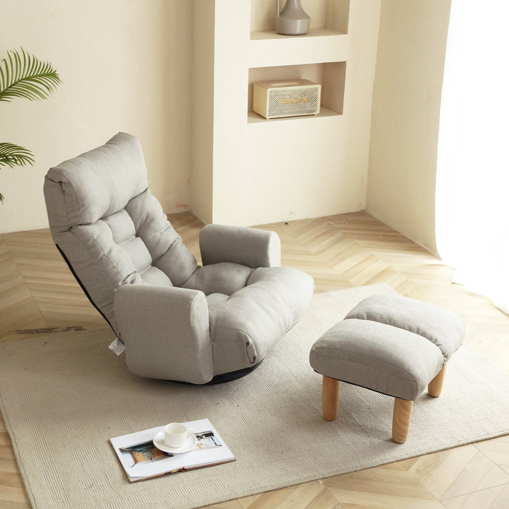 English Elm Adjustable Floor Gaming Sofa Chair with 360° Swivel, 5-Position Recline, Padded Ergonomic Support & Armrests for Reading Relaxation W244S00001
