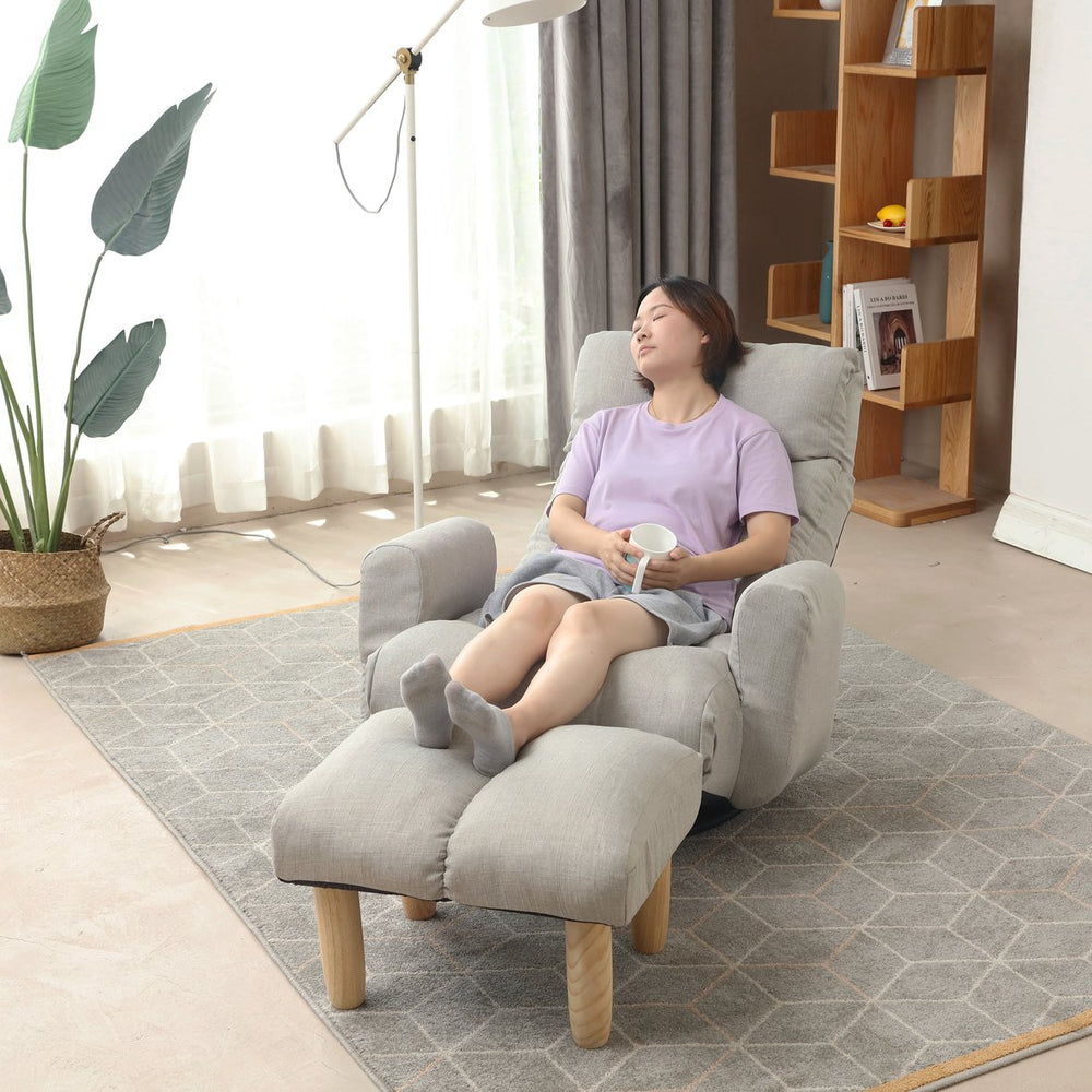 English Elm Adjustable Floor Gaming Sofa Chair with 360° Swivel, 5-Position Recline, Padded Ergonomic Support & Armrests for Reading Relaxation W244S00001