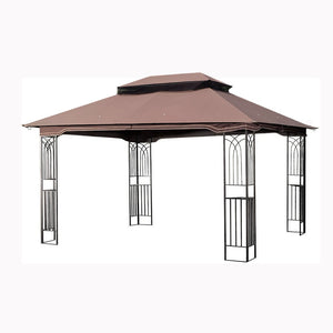 English Elm 13x10 Outdoor Gazebo Steel Frame Dual Roof Canopy with Removable Mesh Screen Panels W41933760
