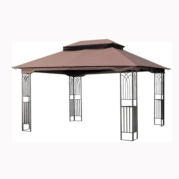 English Elm 13x10 Outdoor Gazebo Steel Frame Dual Roof Canopy with Removable Mesh Screen Panels W41933760