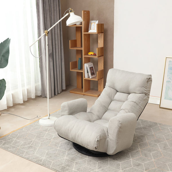English Elm Adjustable Floor Gaming Sofa Chair with 5‑Angle Recline, Thick Padded Comfort, 360° Swivel Base, Durable Steel Frame W24434951