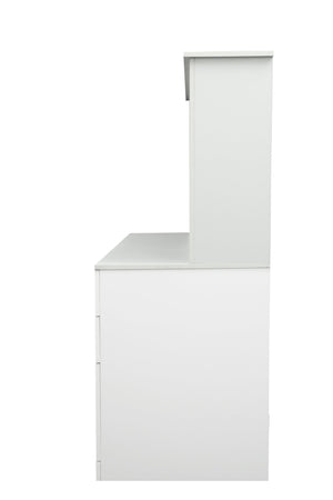 English Elm Home Office Computer Desk with Hutch Antiqued White | Spacious Storage, Cable Grommets, Waterproof Surface W331S00041