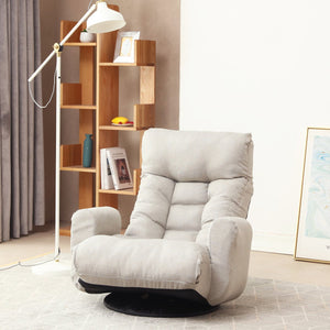 English Elm Adjustable Floor Gaming Sofa Chair with 5‑Angle Recline, Thick Padded Comfort, 360° Swivel Base, Durable Steel Frame W24434951