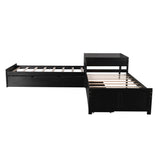 Hearth and Haven Nebulize Twin Size L-shaped Platform Bed with Trundle and Drawers Linked with Built-in Desk, Espresso SM000916AAP