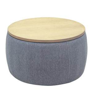 English Elm Round Linen Storage Ottoman with Removable Lid for Living Room or Bedroom Use W48735178