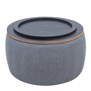 English Elm Round Linen Storage Ottoman with Removable Lid for Living Room or Bedroom Use W48735178