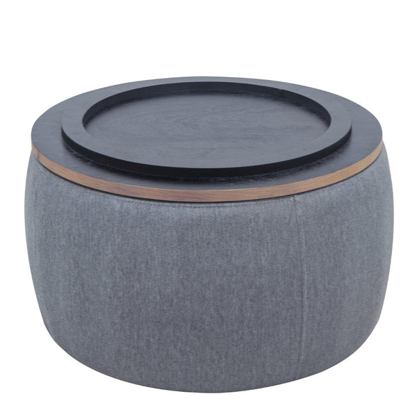 English Elm Round Linen Storage Ottoman with Removable Lid for Living Room or Bedroom Use W48735178