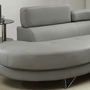 English Elm Living 2-Piece Sectional Sofa Set Grey Faux/Bonded Leather Adjustable Flip-Up Headrests, Spacious Comfort 96" F6984-ID-AHD
