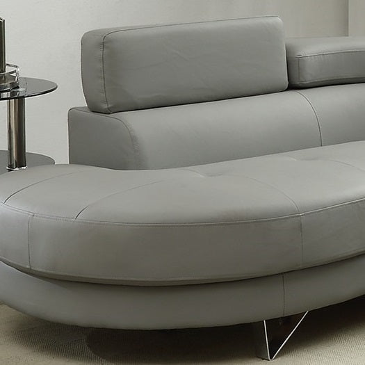 English Elm Living 2-Piece Sectional Sofa Set Grey Faux/Bonded Leather Adjustable Flip-Up Headrests, Spacious Comfort 96" F6984-ID-AHD
