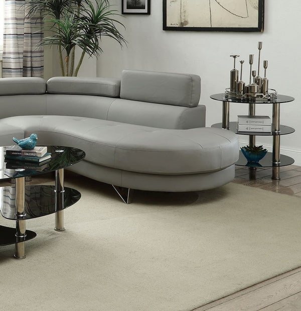 English Elm Living 2-Piece Sectional Sofa Set Grey Faux/Bonded Leather Adjustable Flip-Up Headrests, Spacious Comfort 96" F6984-ID-AHD