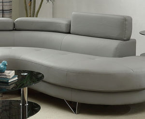 English Elm Living 2-Piece Sectional Sofa Set Grey Faux/Bonded Leather Adjustable Flip-Up Headrests, Spacious Comfort 96" F6984-ID-AHD