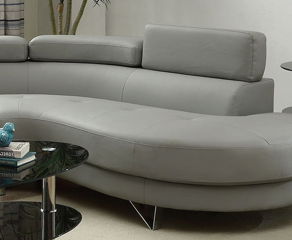 English Elm Living 2-Piece Sectional Sofa Set Grey Faux/Bonded Leather Adjustable Flip-Up Headrests, Spacious Comfort 96" F6984-ID-AHD