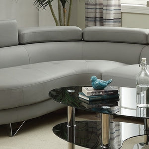 English Elm Living 2-Piece Sectional Sofa Set Grey Faux/Bonded Leather Adjustable Flip-Up Headrests, Spacious Comfort 96" F6984-ID-AHD