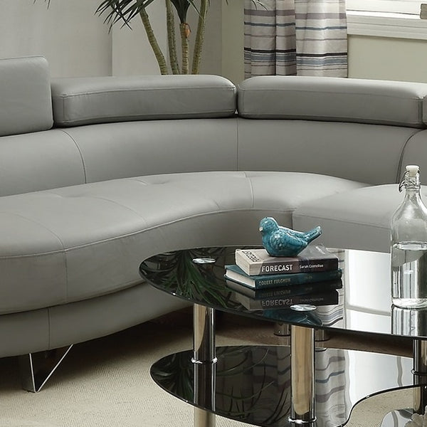 English Elm Living 2-Piece Sectional Sofa Set Grey Faux/Bonded Leather Adjustable Flip-Up Headrests, Spacious Comfort 96" F6984-ID-AHD
