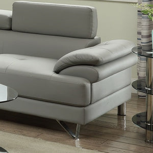 English Elm Living 2-Piece Sectional Sofa Set Grey Faux/Bonded Leather Adjustable Flip-Up Headrests, Spacious Comfort 96" F6984-ID-AHD
