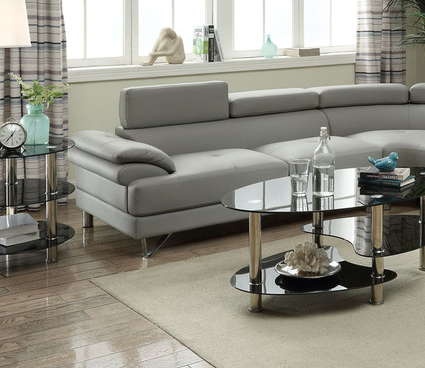 English Elm Living 2-Piece Sectional Sofa Set Grey Faux/Bonded Leather Adjustable Flip-Up Headrests, Spacious Comfort 96" F6984-ID-AHD