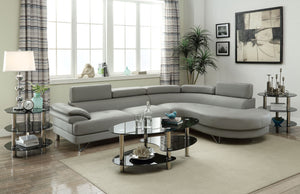 English Elm Living 2-Piece Sectional Sofa Set Grey Faux/Bonded Leather Adjustable Flip-Up Headrests, Spacious Comfort 96" F6984-ID-AHD