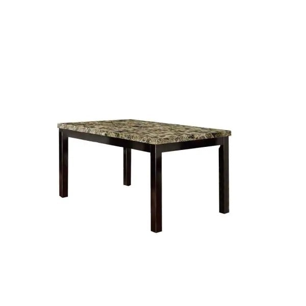 English Elm Dining Faux Marble Top Birch Veneer Dining Table for 6, 60"x36" Two-Tone Marble-Look Top, Dark Frame HS00F2093-ID-AHD
