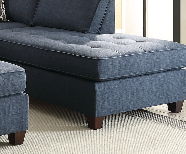 English Elm 2pc Dark Blue Dorris Fabric Sectional Sofa with Reversible Chaise, Tufted Seats, Pillows & Solid Wood Legs HS00F6989-ID-AHD