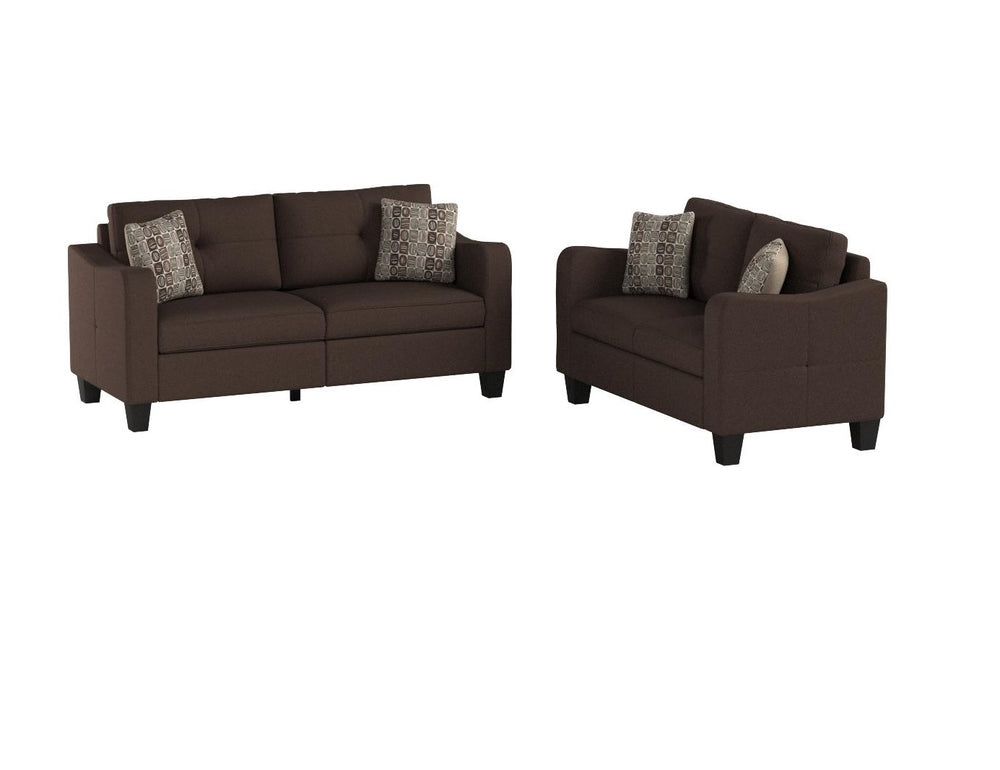 English Elm Living 2-Piece Sofa Set Chocolate Polyfiber with Accent Pillows, Loveseat & 72" Sofa, Modern Comfort HS00-F6923-ID-AHD