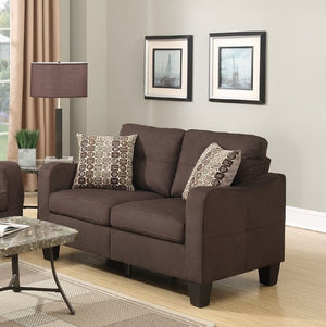 English Elm Living 2-Piece Sofa Set Chocolate Polyfiber with Accent Pillows, Loveseat & 72" Sofa, Modern Comfort HS00-F6923-ID-AHD