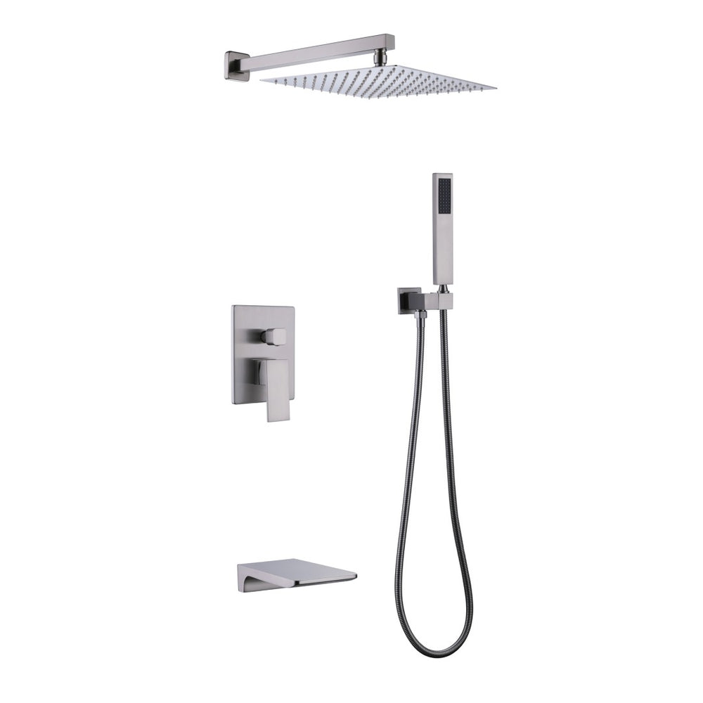 English Elm Trustmade Wall Mounted 10" Square Rainfall Shower System With Pressure Balance Valve & Handheld Options TMSF10LYJ-3W02BN-GIGA