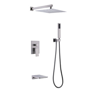 English Elm Trustmade Wall Mounted 10" Square Rainfall Shower System With Pressure Balance Valve & Handheld Options TMSF10LYJ-3W02BN-GIGA