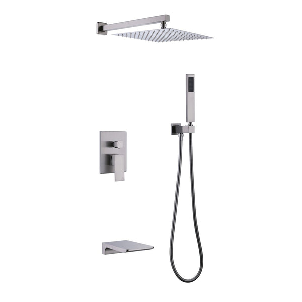 English Elm Trustmade Wall Mounted 10" Square Rainfall Shower System With Pressure Balance Valve & Handheld Options TMSF10LYJ-3W02BN-GIGA