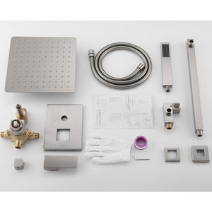 English Elm Trustmade Wall Mounted 10" Square Rainfall Shower System - Luxurious Spa Experience In Matte Black TMSF10LYJ-2W02BN-GIGA