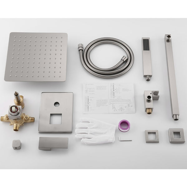 English Elm Trustmade Wall Mounted 10" Square Rainfall Shower System - Luxurious Spa Experience In Matte Black TMSF10LYJ-2W02BN-GIGA