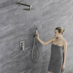 English Elm Trustmade Wall Mounted 10" Square Rainfall Shower System - Luxurious Spa Experience In Matte Black TMSF10LYJ-2W02BN-GIGA