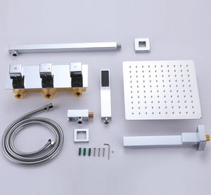 English Elm Function Temperature Control Complete Shower System with 10" Rainhead, Brass Body, Chrome Finish, Handheld Set TMSF10LYJ-3W01CP