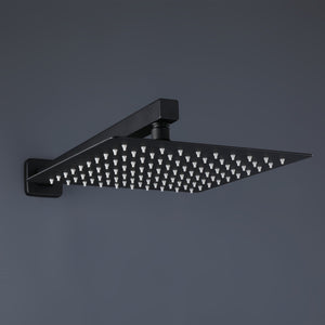 English Elm Trustmade Matte Black 12" Rain Shower System Wall-Mounted Brass Mixer with Handheld, Rough-In Valve Included TMSF12LYJ-2W01MB
