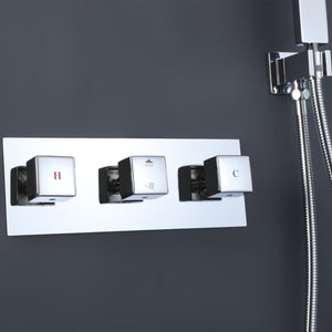 English Elm Function Temperature Control Complete Shower System with 10" Rainhead, Brass Body, Chrome Finish, Handheld Set TMSF10LYJ-3W01CP