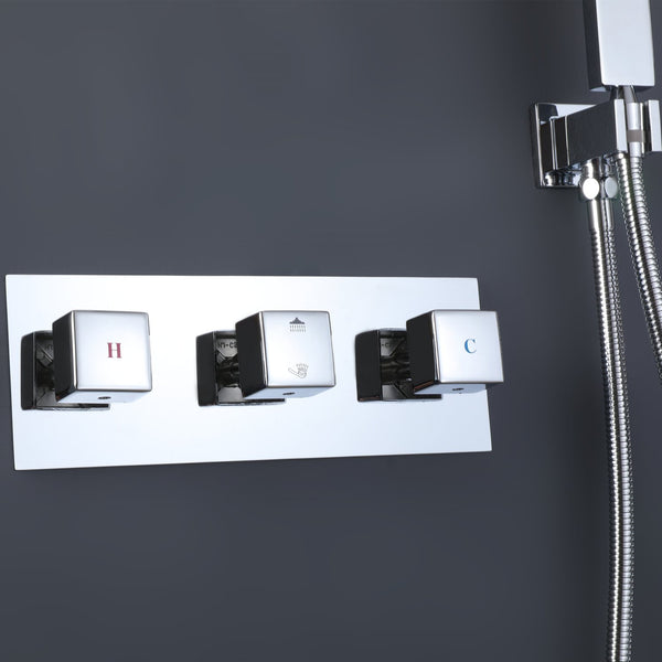 English Elm Function Temperature Control Complete Shower System with 10" Rainhead, Brass Body, Chrome Finish, Handheld Set TMSF10LYJ-3W01CP