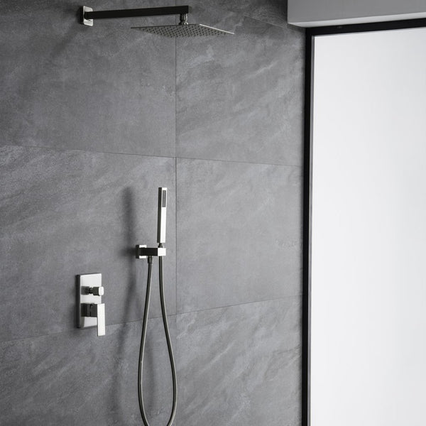 English Elm Trustmade Wall Mounted 10" Square Rainfall Shower System - Luxurious Spa Experience In Matte Black TMSF10LYJ-2W02BN-GIGA