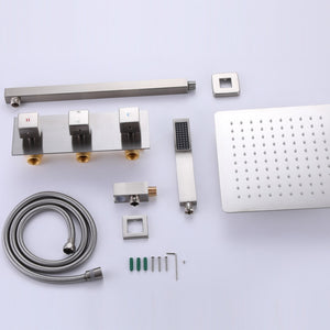 English Elm Trustmade 10-Inch Brushed Nickel Shower System - Luxury Dual-Function Rainfall & Handheld Fixture TMSF10LYJ-2W03BN-GIGA