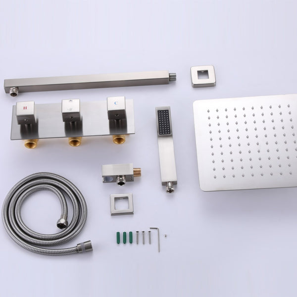 English Elm Trustmade 10-Inch Brushed Nickel Shower System - Luxury Dual-Function Rainfall & Handheld Fixture TMSF10LYJ-2W03BN-GIGA