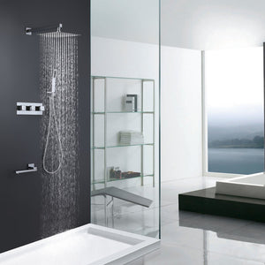 English Elm Function Temperature Control Complete Shower System with 10" Rainhead, Brass Body, Chrome Finish, Handheld Set TMSF10LYJ-3W01CP