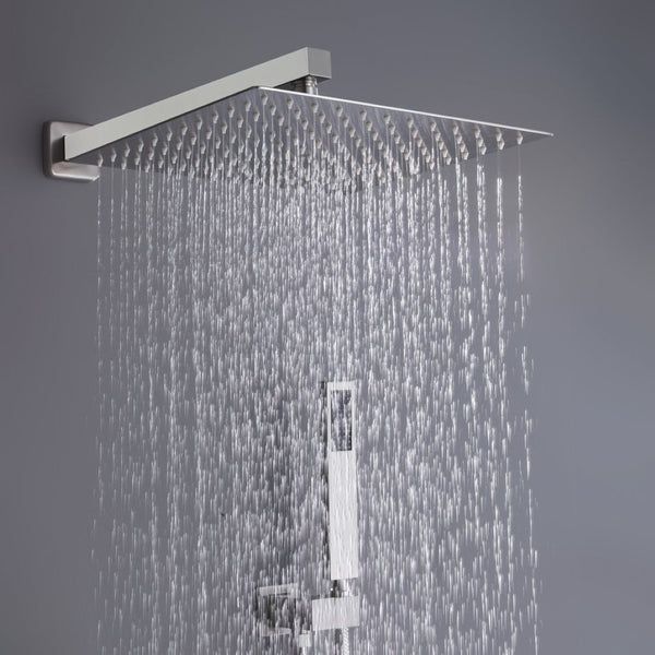English Elm Trustmade Wall Mounted 10" Square Rainfall Shower System - Luxurious Spa Experience In Matte Black TMSF10LYJ-2W02BN-GIGA