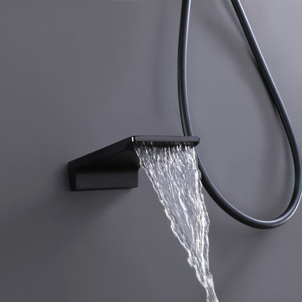 English Elm Trustmade Wall Mounted Shower System - 10" Rainfall Head, 3 Functions, Matte Black, Pressure Balanced TMSF10LYJ-3W02MB-GIGA