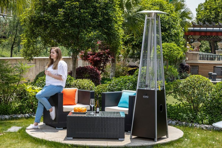 English Elm Bronze 40,000 BTU Quartz Glass Patio Heater - Mocha Steel, Wheels, Variable Control, ETL Safe HYMY-CAPH-GT-SMOCHA