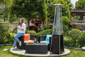 English Elm Bronze 40,000 BTU Quartz Glass Patio Heater - Mocha Steel, Wheels, Variable Control, ETL Safe HYMY-CAPH-GT-SMOCHA